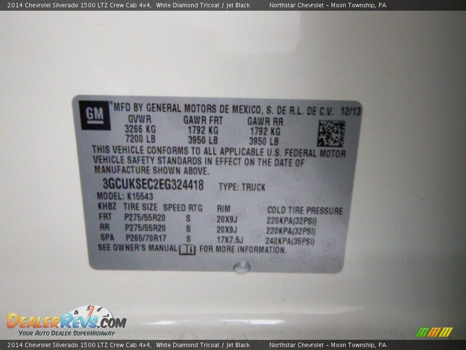 2014 Chevrolet Silverado 1500 LTZ Crew Cab 4x4 White Diamond Tricoat / Jet Black Photo #20