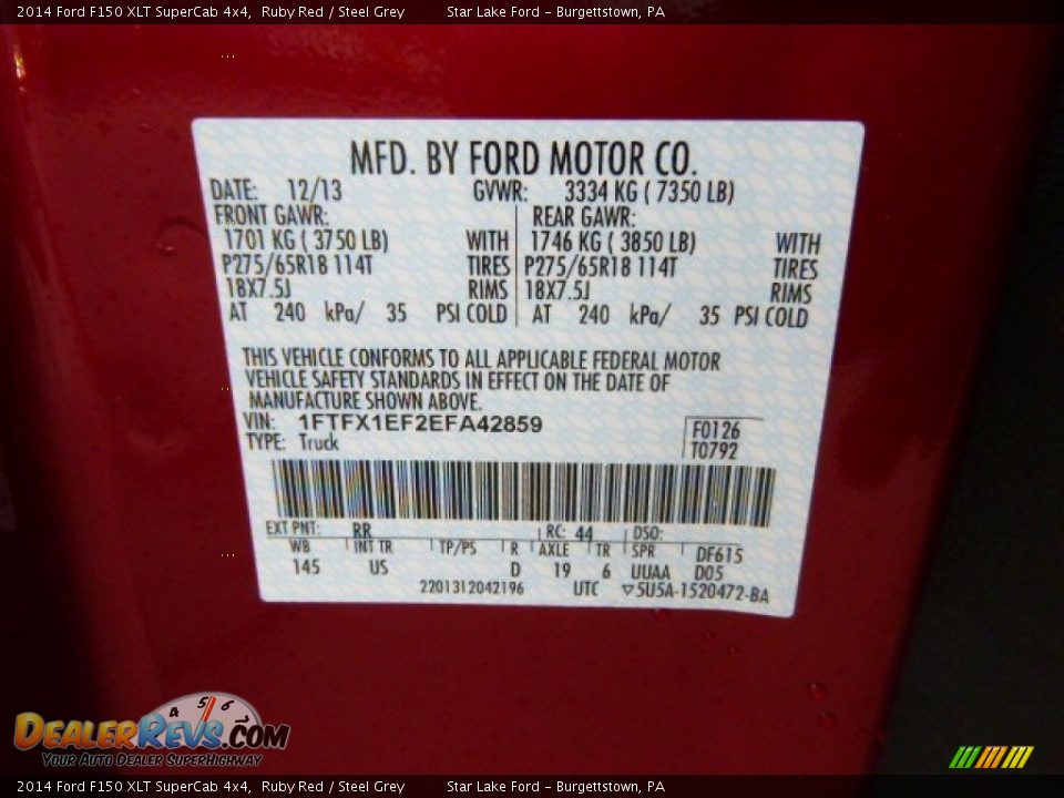 2014 Ford F150 XLT SuperCab 4x4 Ruby Red / Steel Grey Photo #20