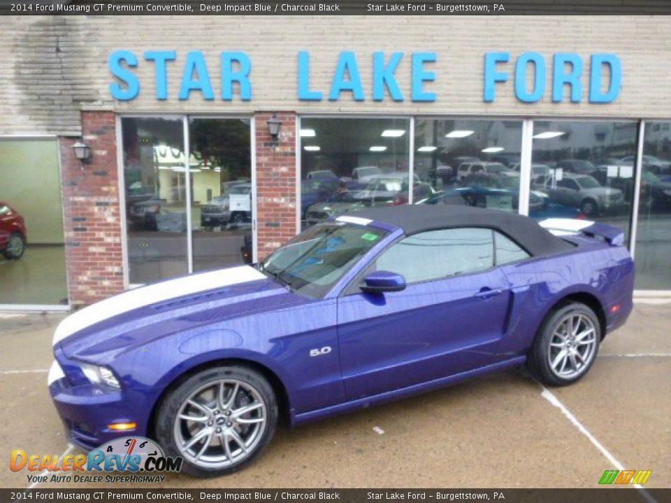 2014 Ford Mustang GT Premium Convertible Deep Impact Blue / Charcoal Black Photo #1
