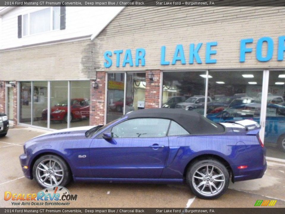 2014 Ford Mustang GT Premium Convertible Deep Impact Blue / Charcoal Black Photo #7