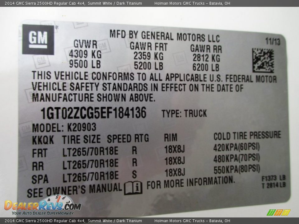 2014 GMC Sierra 2500HD Regular Cab 4x4 Summit White / Dark Titanium Photo #5