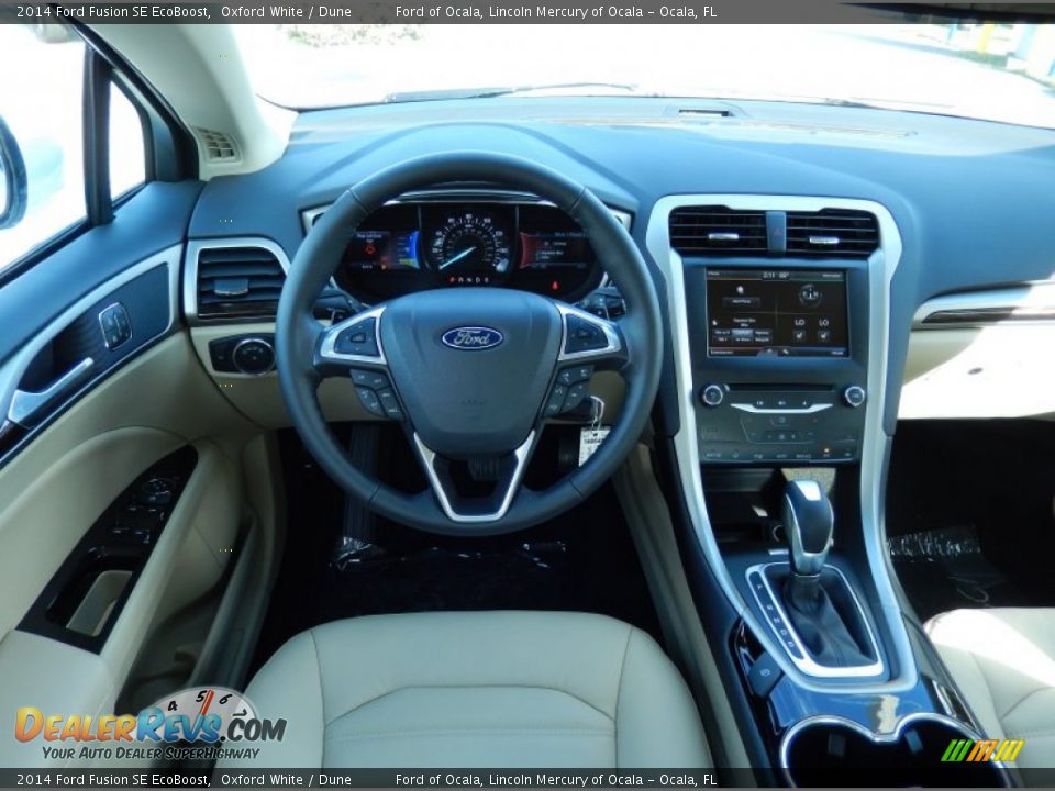 2014 Ford Fusion SE EcoBoost Oxford White / Dune Photo #9