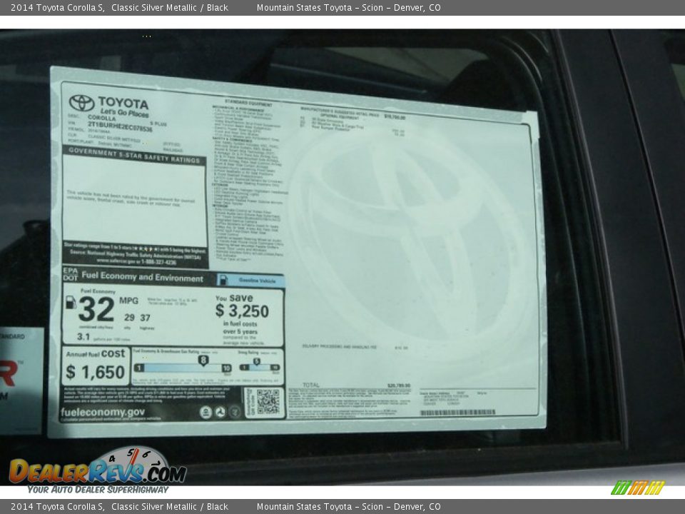 2014 Toyota Corolla S Classic Silver Metallic / Black Photo #10