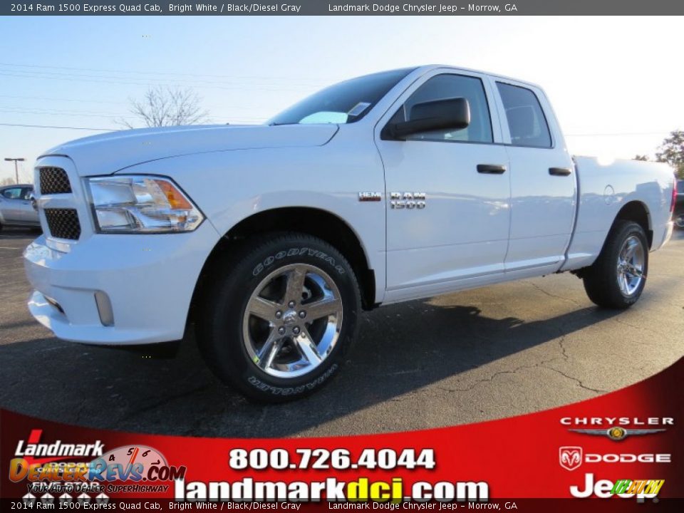 2014 Ram 1500 Express Quad Cab Bright White / Black/Diesel Gray Photo #1
