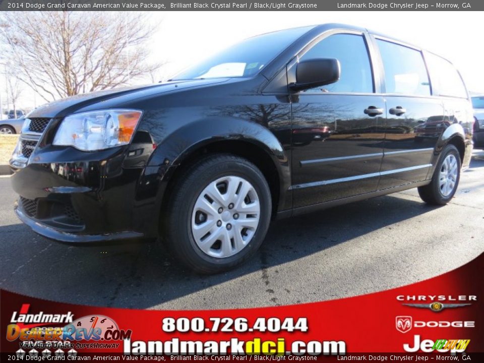 2014 Dodge Grand Caravan American Value Package Brilliant Black Crystal Pearl / Black/Light Graystone Photo #1