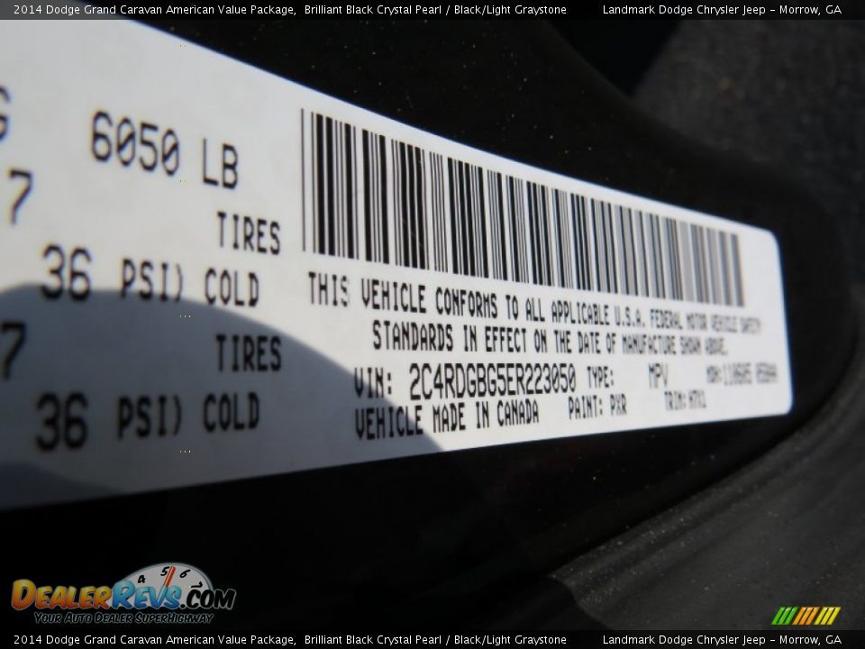 2014 Dodge Grand Caravan American Value Package Brilliant Black Crystal Pearl / Black/Light Graystone Photo #10