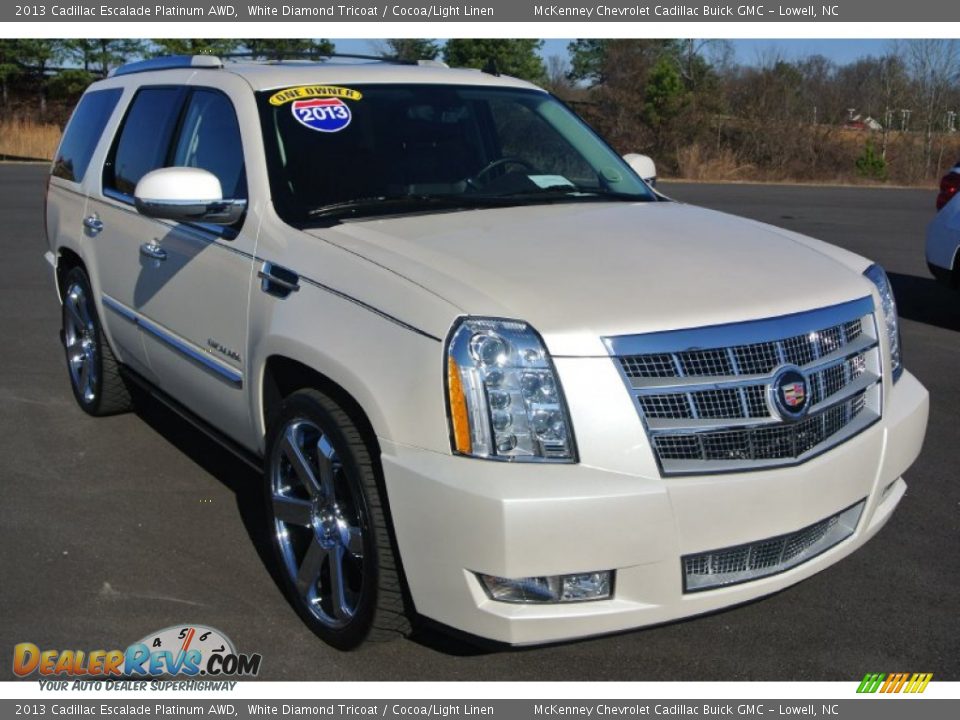 2013 Cadillac Escalade Platinum AWD White Diamond Tricoat / Cocoa/Light Linen Photo #1