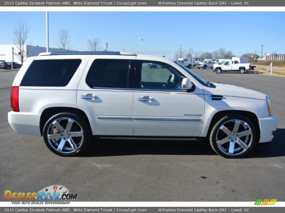 2013 Cadillac Escalade Platinum AWD White Diamond Tricoat / Cocoa/Light Linen Photo #6