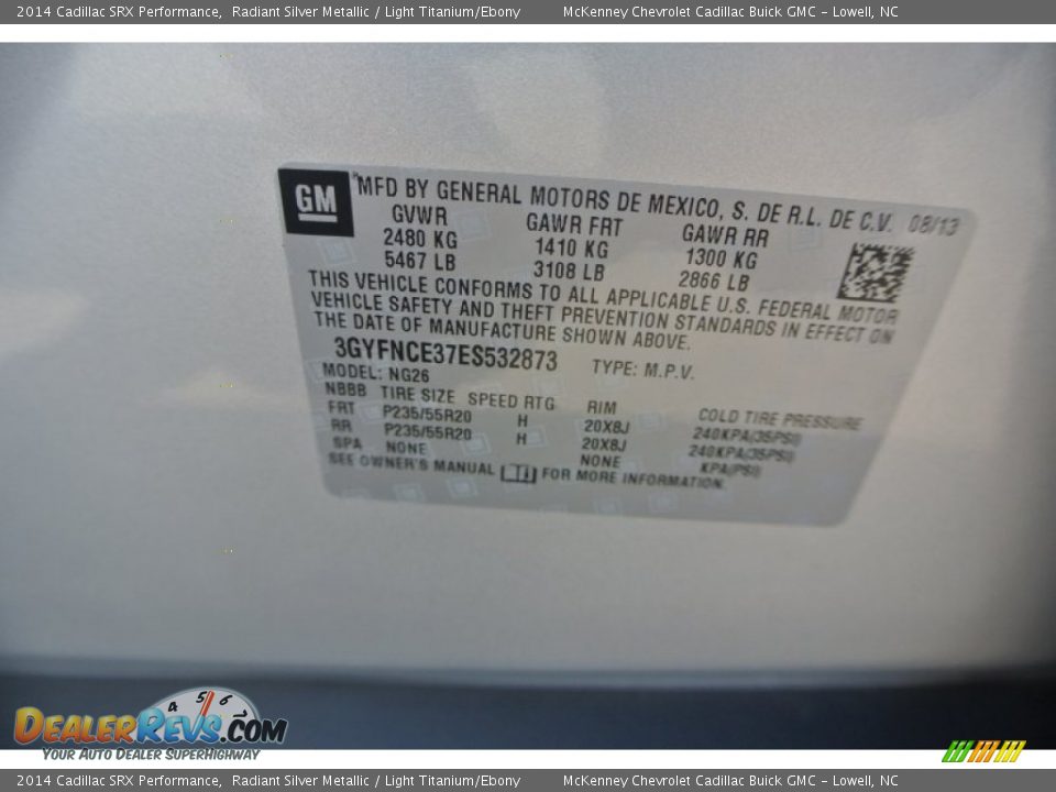 2014 Cadillac SRX Performance Radiant Silver Metallic / Light Titanium/Ebony Photo #7