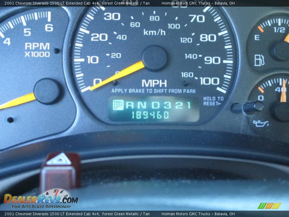 2001 Chevrolet Silverado 1500 LT Extended Cab 4x4 Forest Green Metallic / Tan Photo #13