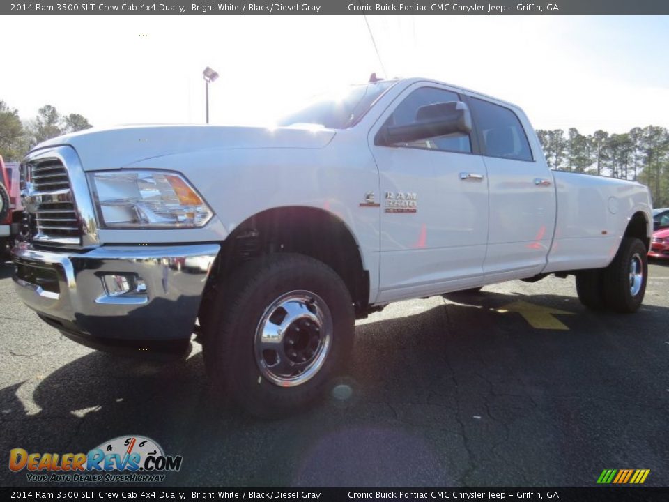2014 Ram 3500 SLT Crew Cab 4x4 Dually Bright White / Black/Diesel Gray Photo #3