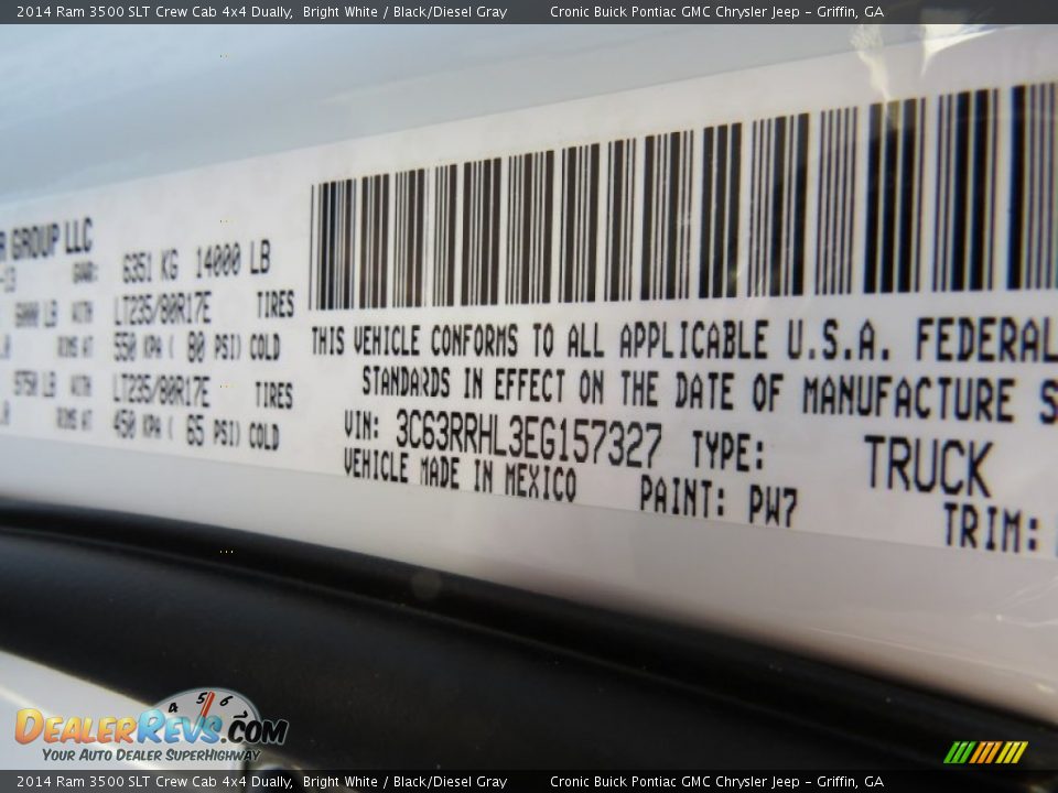 2014 Ram 3500 SLT Crew Cab 4x4 Dually Bright White / Black/Diesel Gray Photo #18