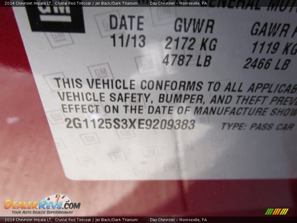 2014 Chevrolet Impala LT Crystal Red Tintcoat / Jet Black/Dark Titanium Photo #19