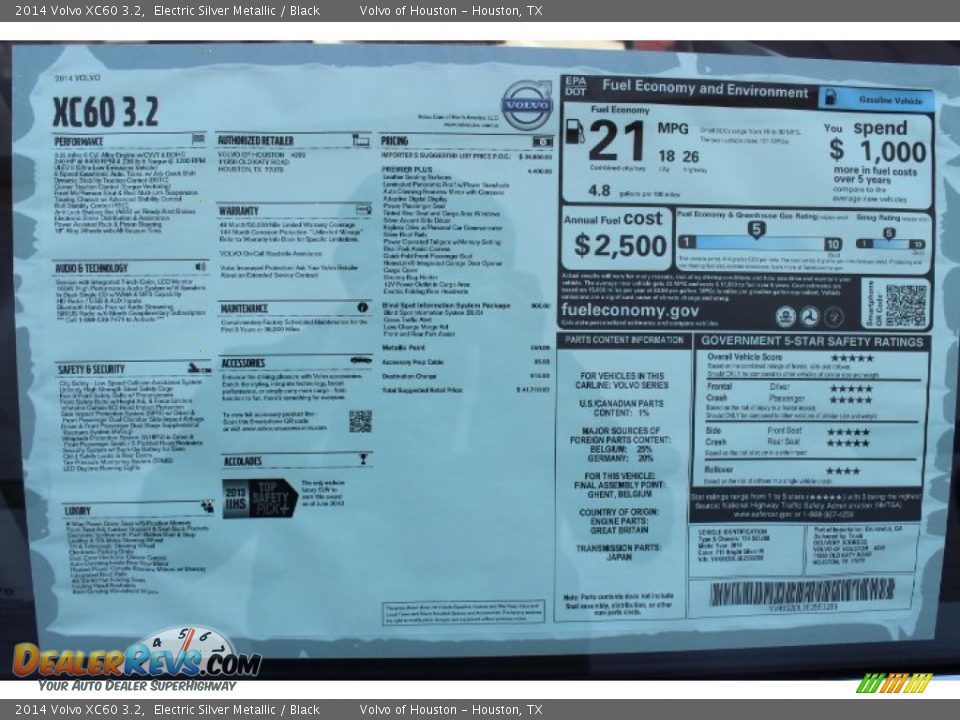 2014 Volvo XC60 3.2 Electric Silver Metallic / Black Photo #31