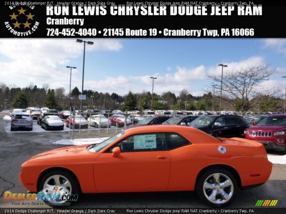 2014 Dodge Challenger R/T Header Orange / Dark Slate Gray Photo #1