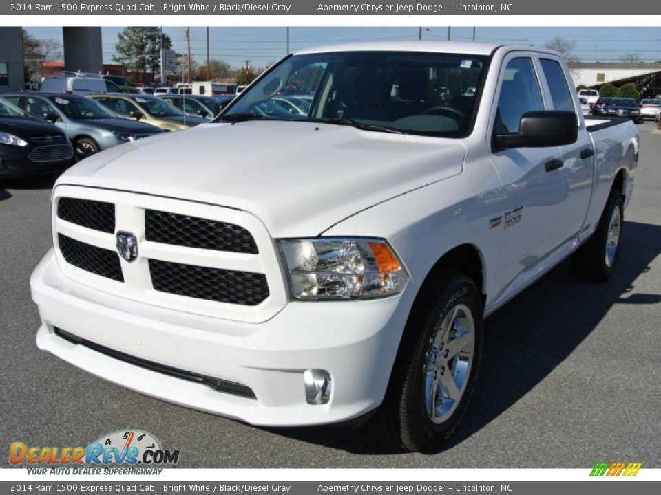 2014 Ram 1500 Express Quad Cab Bright White / Black/Diesel Gray Photo #1