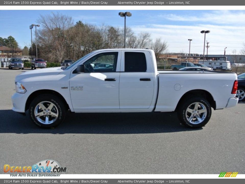2014 Ram 1500 Express Quad Cab Bright White / Black/Diesel Gray Photo #3