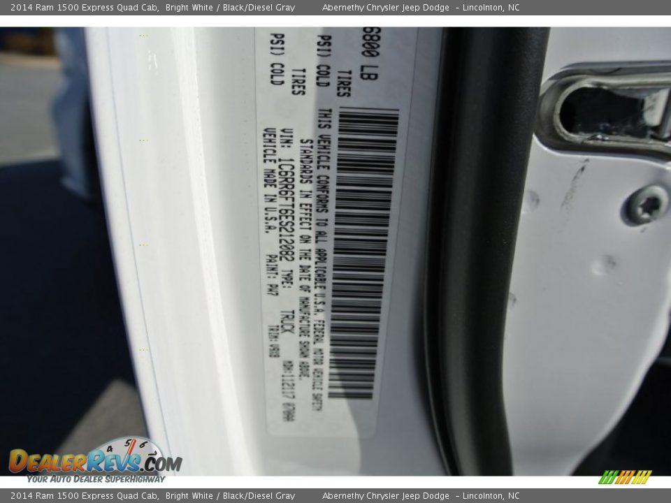 2014 Ram 1500 Express Quad Cab Bright White / Black/Diesel Gray Photo #7