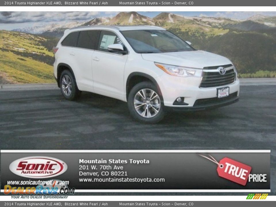 2014 Toyota Highlander XLE AWD Blizzard White Pearl / Ash Photo #1