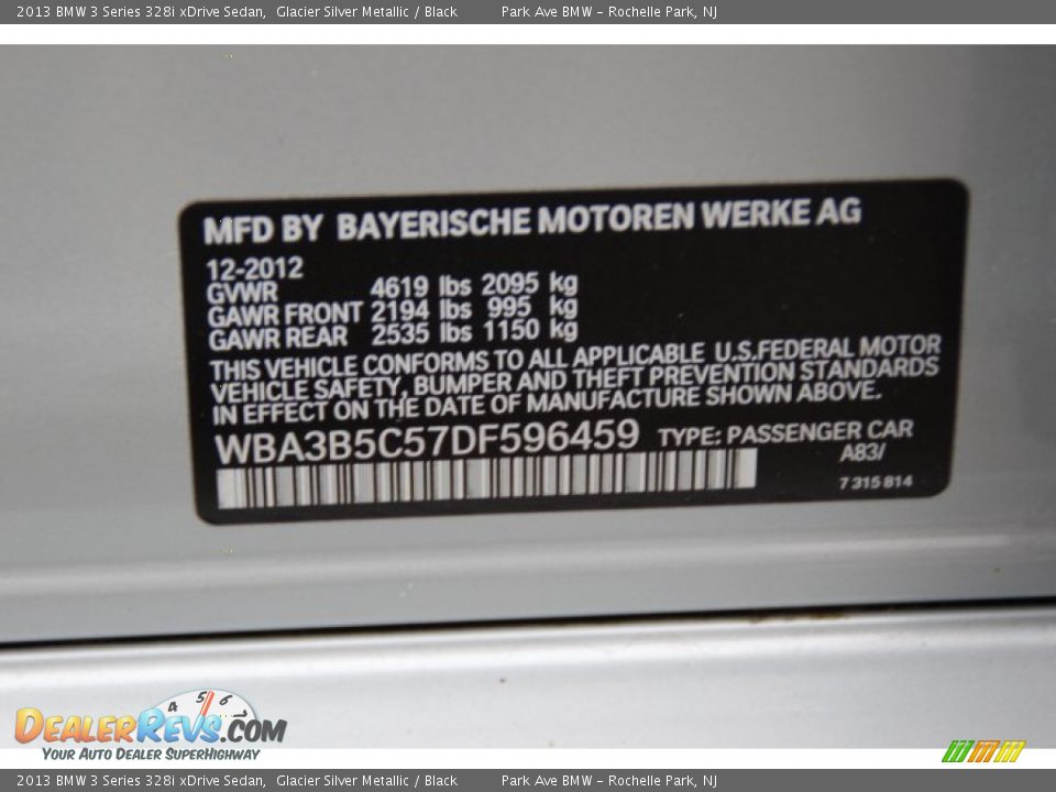 2013 BMW 3 Series 328i xDrive Sedan Glacier Silver Metallic / Black Photo #32