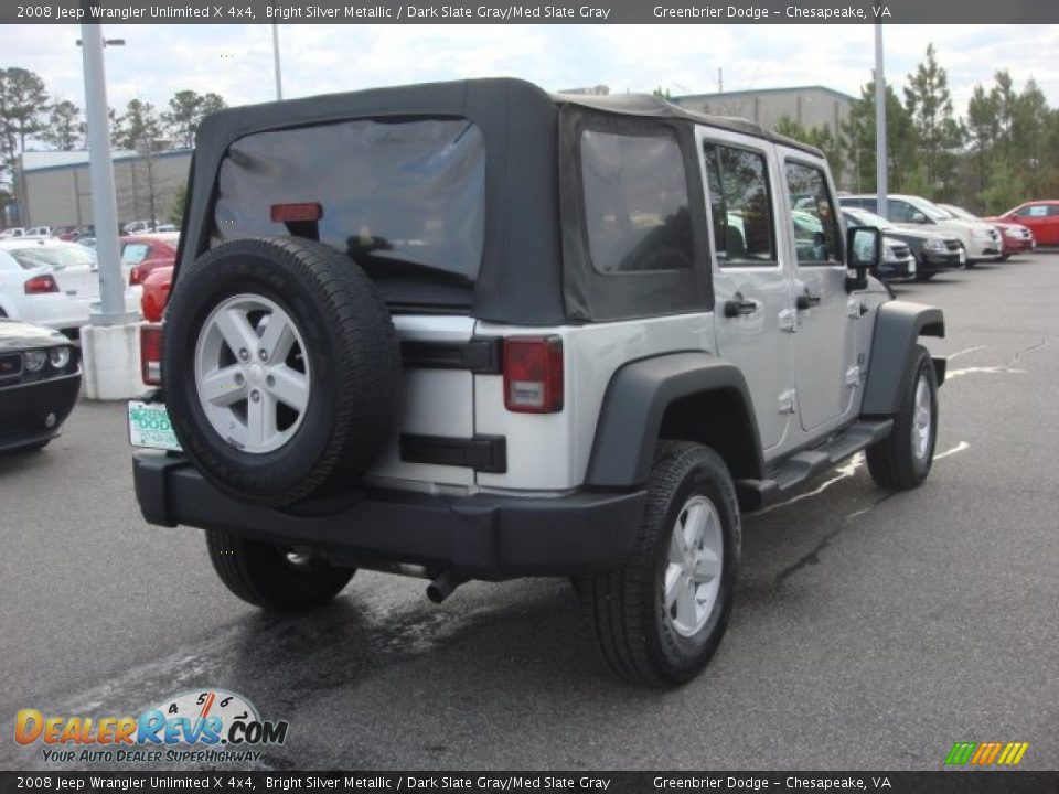 2008 Jeep Wrangler Unlimited X 4x4 Bright Silver Metallic / Dark Slate Gray/Med Slate Gray Photo #12