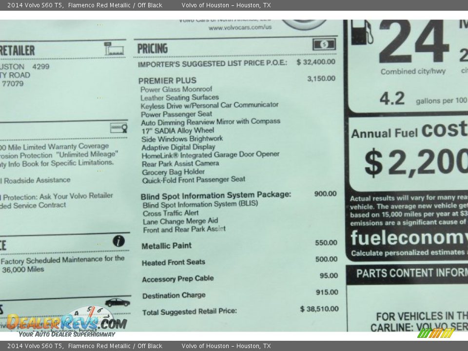 2014 Volvo S60 T5 Flamenco Red Metallic / Off Black Photo #32