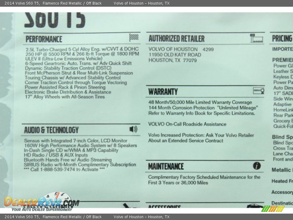 2014 Volvo S60 T5 Flamenco Red Metallic / Off Black Photo #33