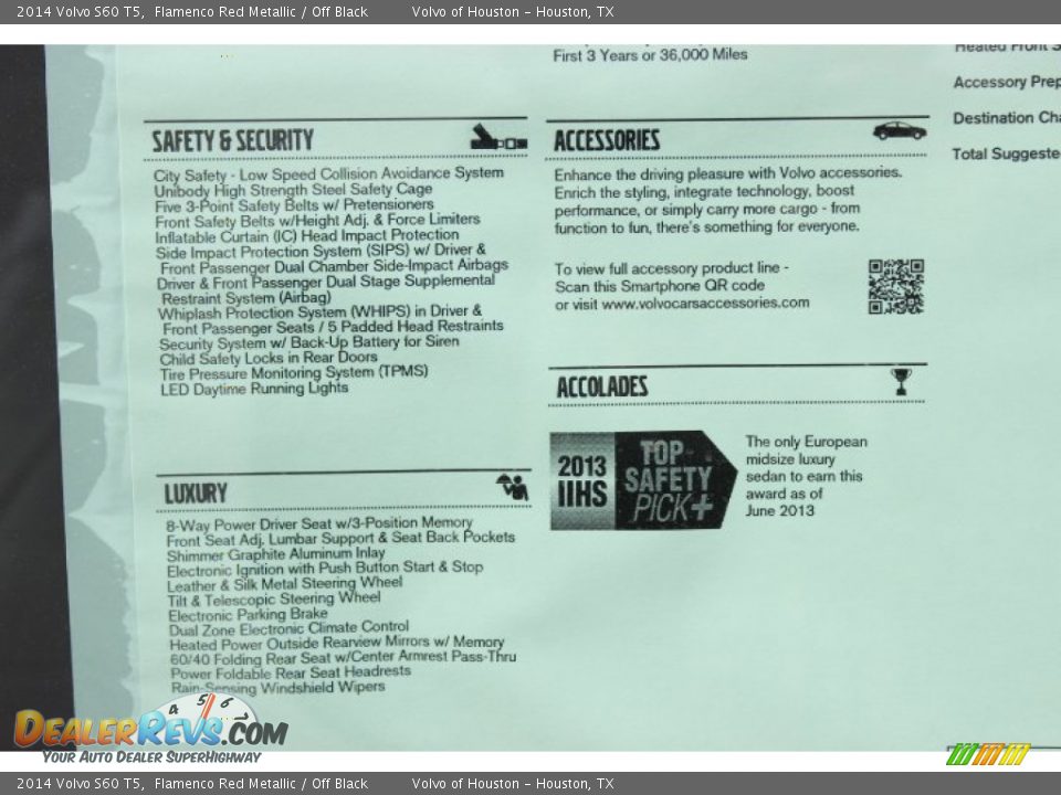 2014 Volvo S60 T5 Flamenco Red Metallic / Off Black Photo #34
