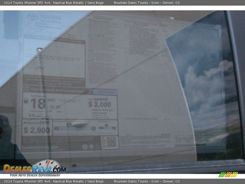 2014 Toyota 4Runner SR5 4x4 Nautical Blue Metallic / Sand Beige Photo #10