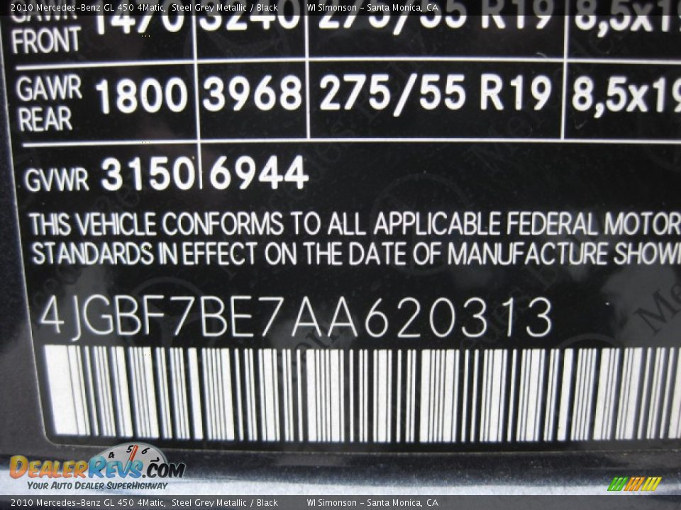 2010 Mercedes-Benz GL 450 4Matic Steel Grey Metallic / Black Photo #25