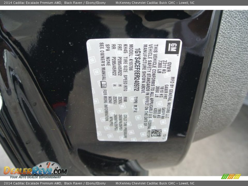 2014 Cadillac Escalade Premium AWD Black Raven / Ebony/Ebony Photo #7