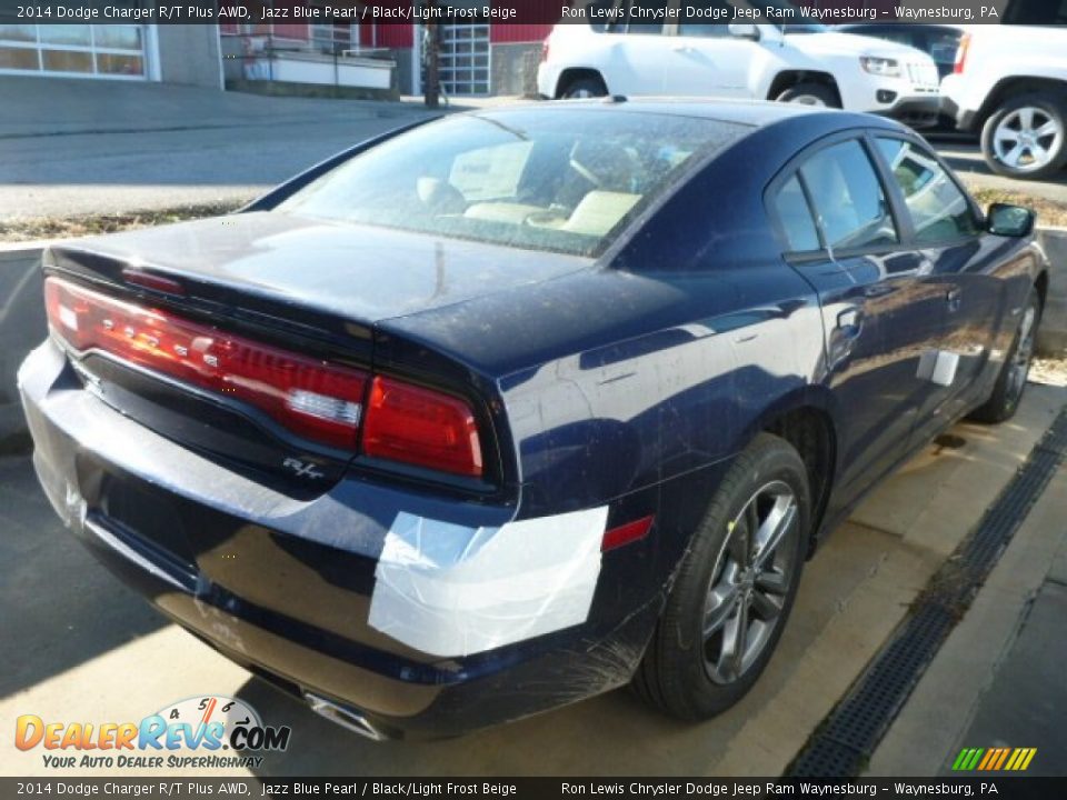 2014 Dodge Charger R/T Plus AWD Jazz Blue Pearl / Black/Light Frost Beige Photo #3