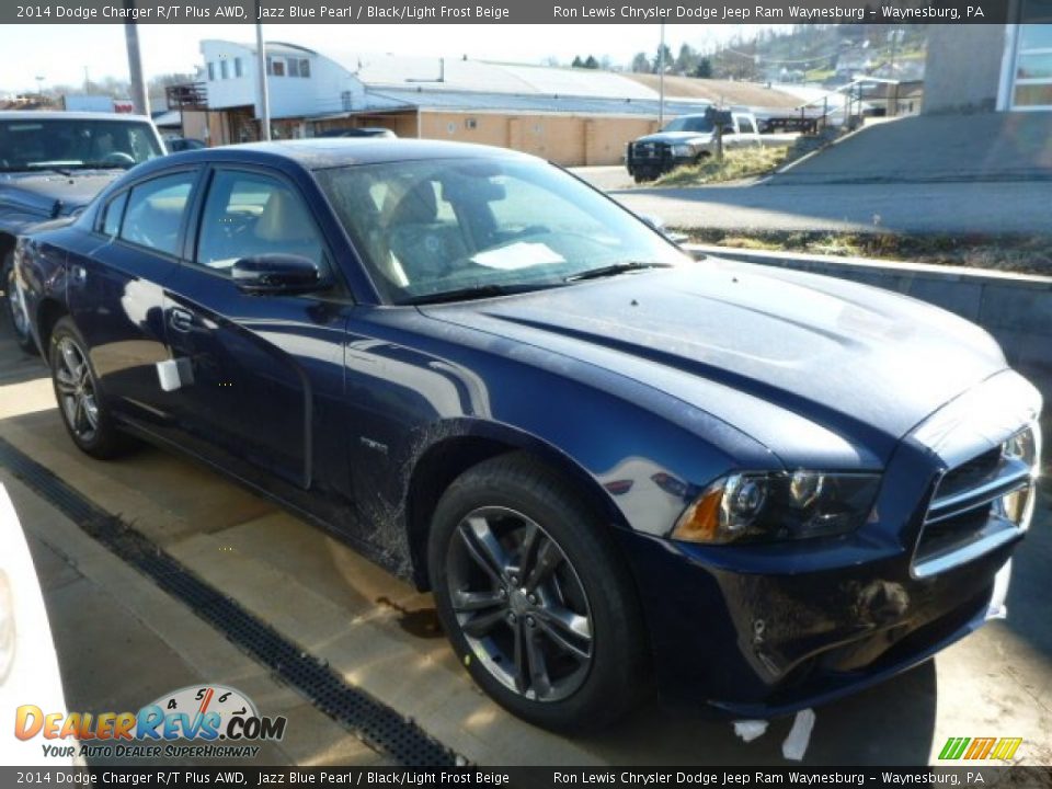 2014 Dodge Charger R/T Plus AWD Jazz Blue Pearl / Black/Light Frost Beige Photo #8
