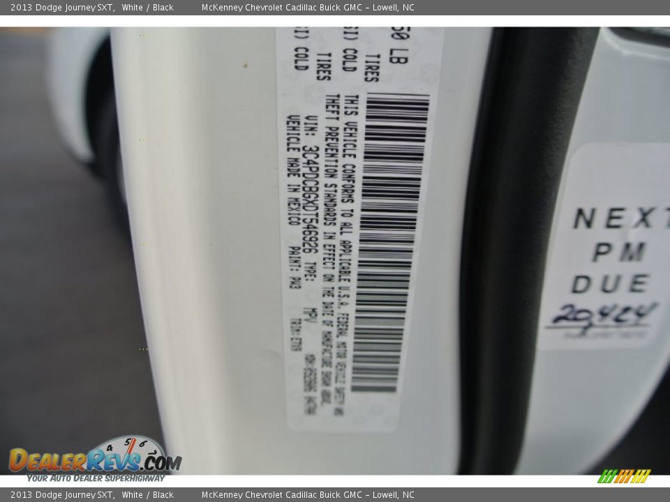 2013 Dodge Journey SXT White / Black Photo #7