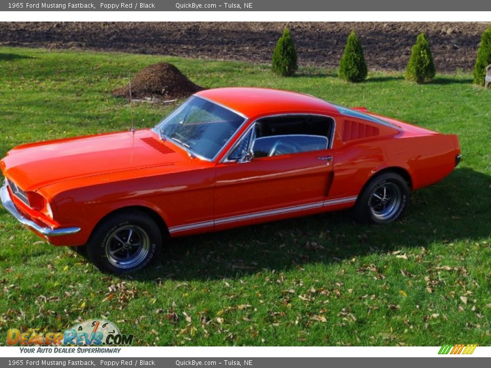 1965 Ford Mustang Fastback Poppy Red / Black Photo #2