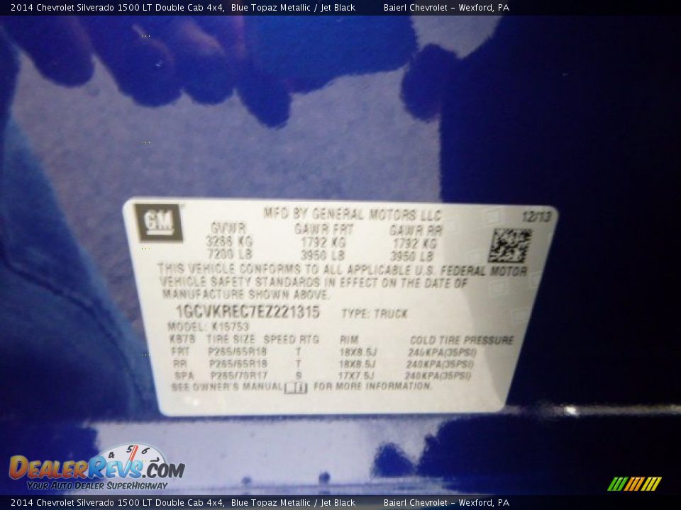 2014 Chevrolet Silverado 1500 LT Double Cab 4x4 Blue Topaz Metallic / Jet Black Photo #20