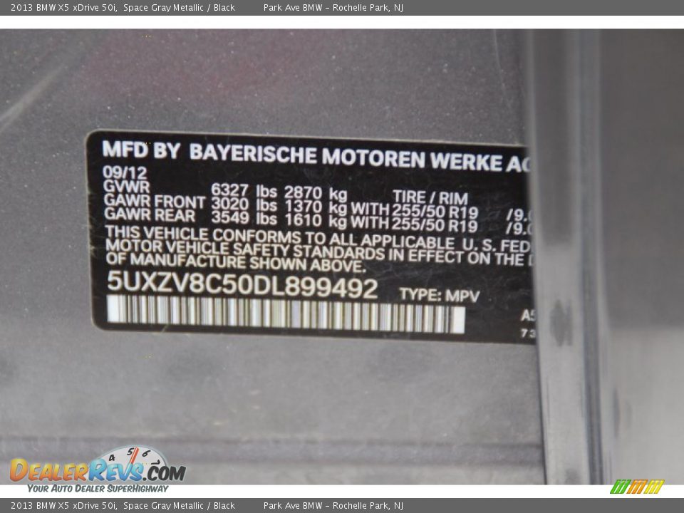 2013 BMW X5 xDrive 50i Space Gray Metallic / Black Photo #33