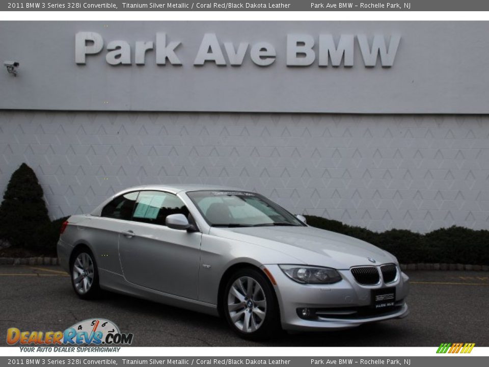 2011 BMW 3 Series 328i Convertible Titanium Silver Metallic / Coral Red/Black Dakota Leather Photo #1