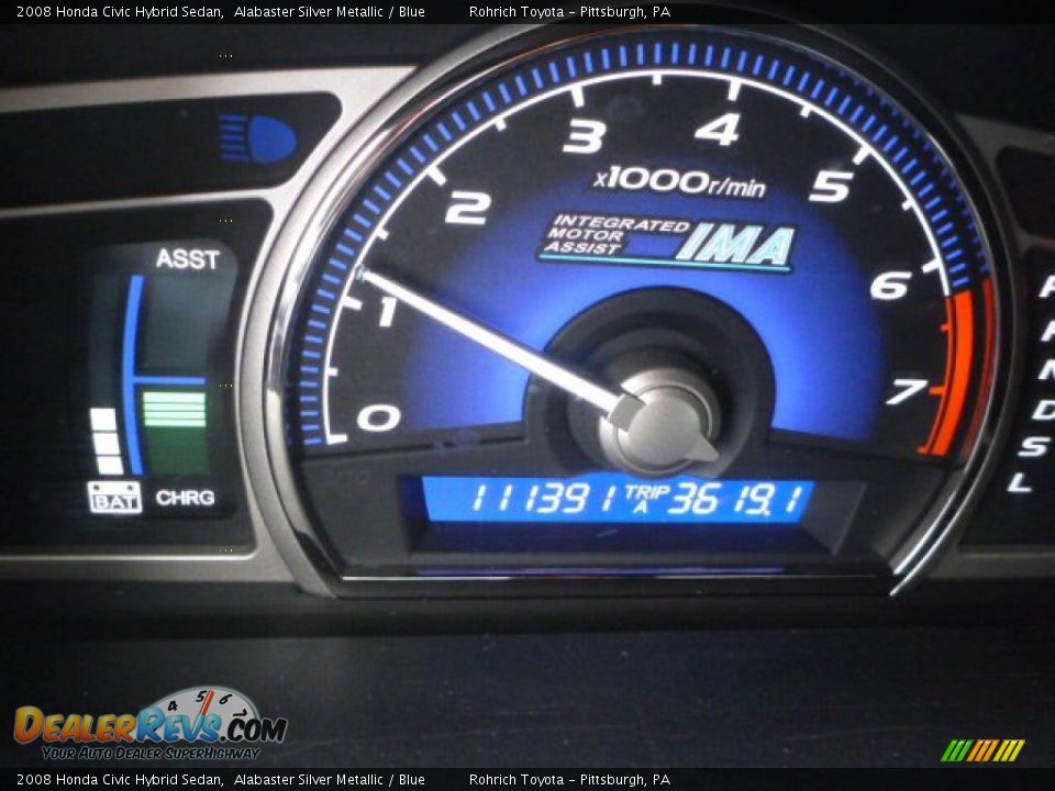 2008 Honda Civic Hybrid Sedan Alabaster Silver Metallic / Blue Photo #9