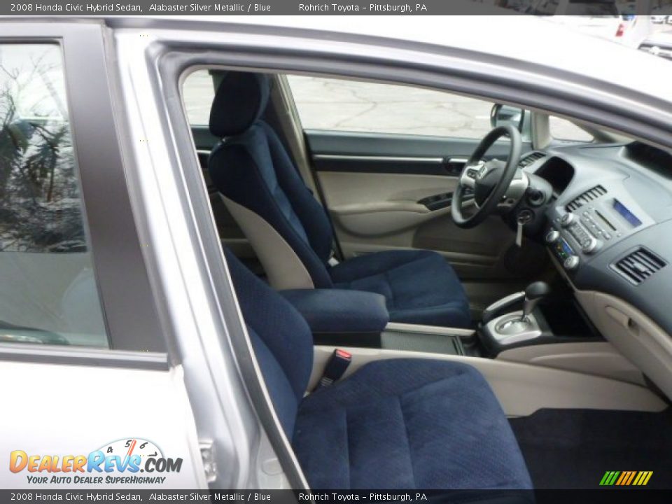 2008 Honda Civic Hybrid Sedan Alabaster Silver Metallic / Blue Photo #12
