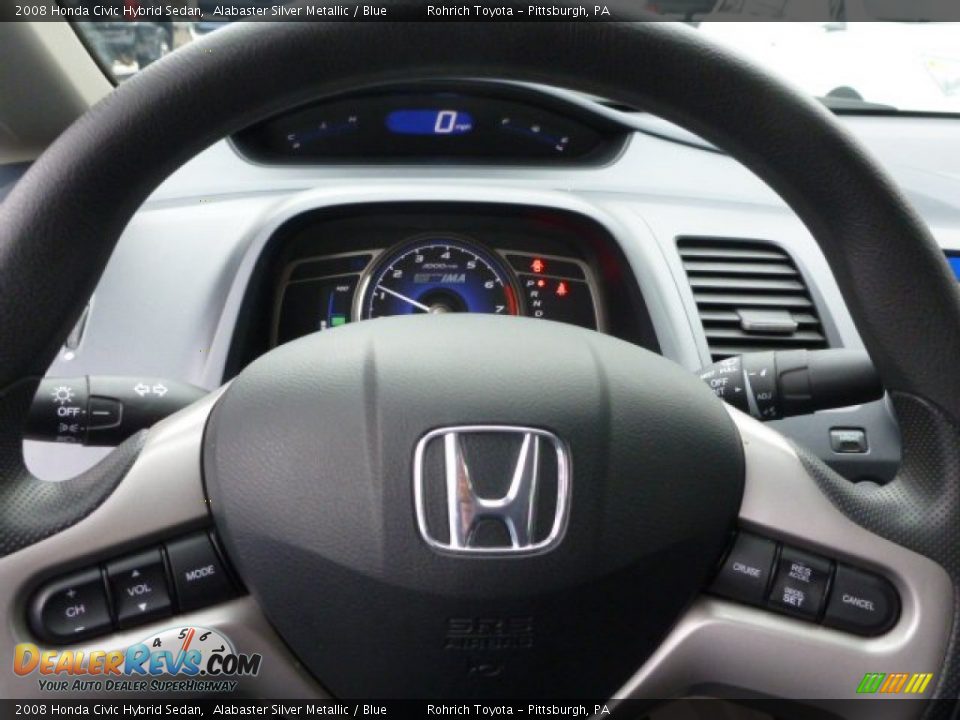 2008 Honda Civic Hybrid Sedan Alabaster Silver Metallic / Blue Photo #20