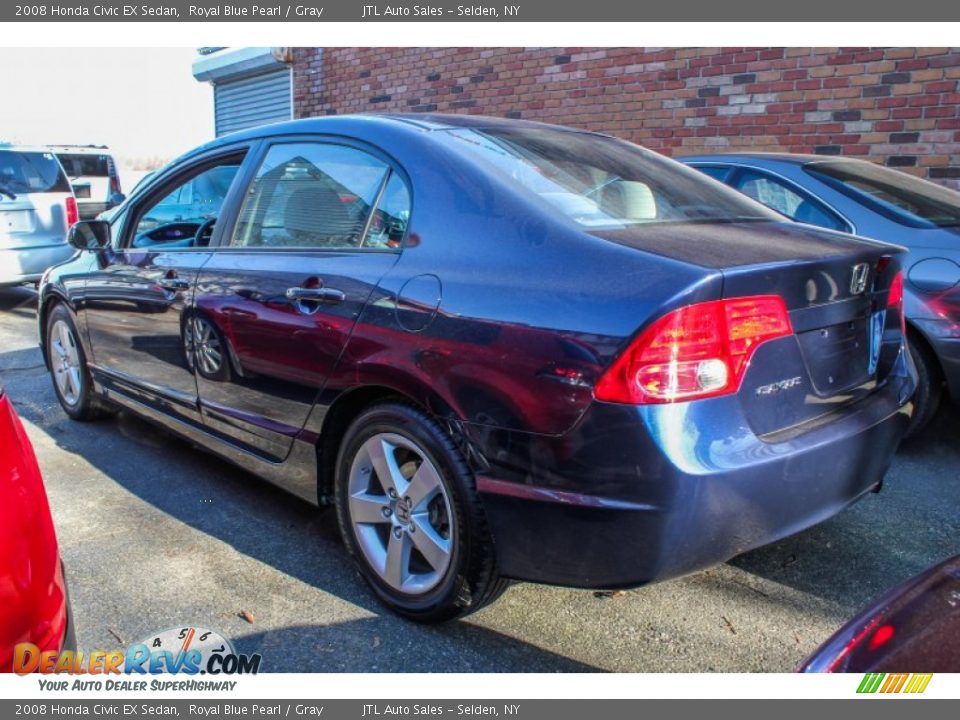 2008 Honda Civic EX Sedan Royal Blue Pearl / Gray Photo #3