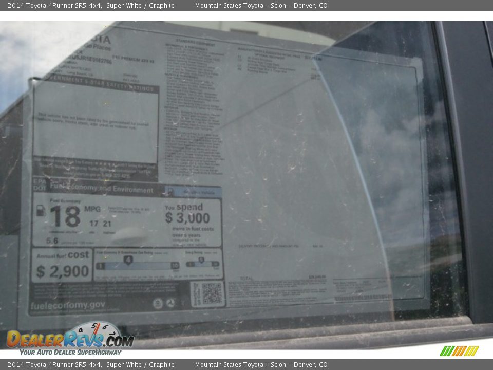 2014 Toyota 4Runner SR5 4x4 Super White / Graphite Photo #10