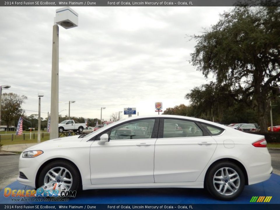 2014 Ford Fusion SE EcoBoost White Platinum / Dune Photo #2