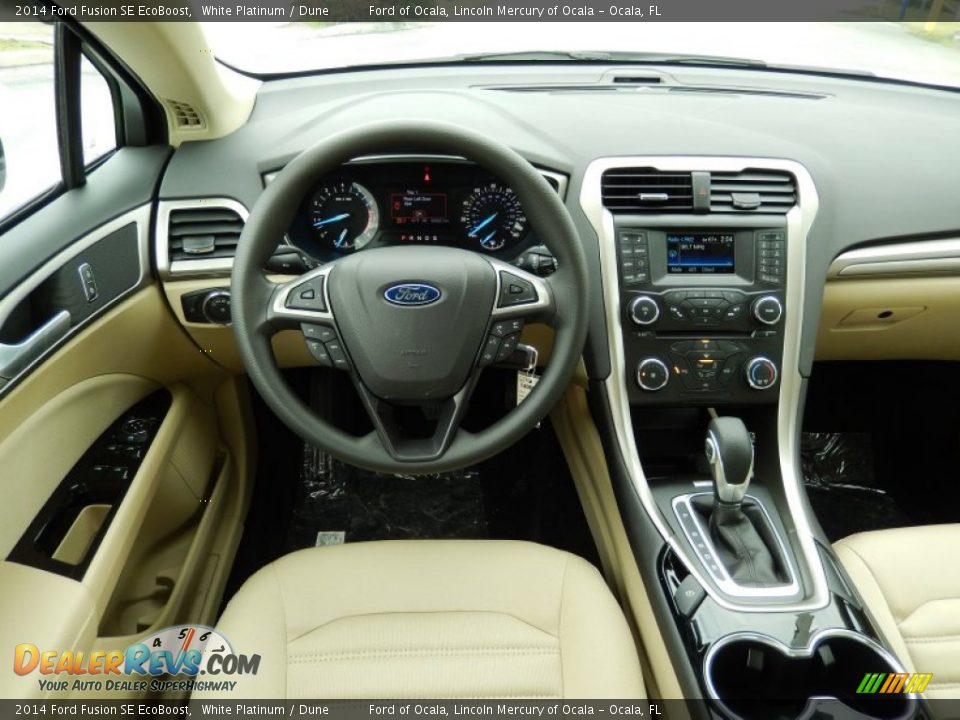 2014 Ford Fusion SE EcoBoost White Platinum / Dune Photo #8