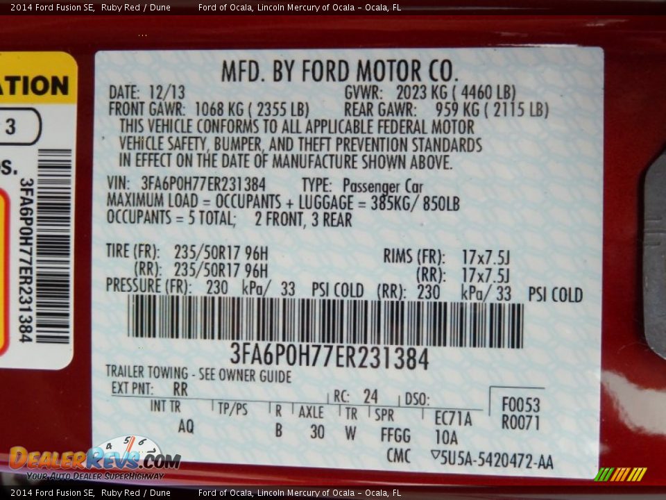 2014 Ford Fusion SE Ruby Red / Dune Photo #12