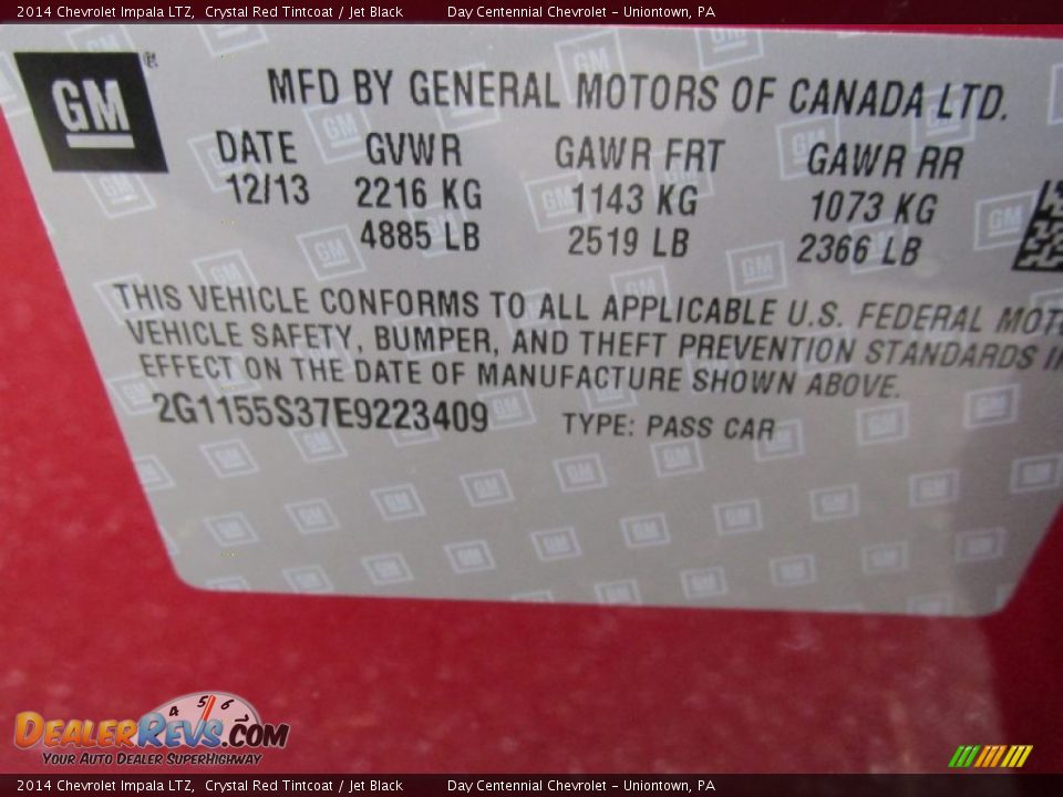 2014 Chevrolet Impala LTZ Crystal Red Tintcoat / Jet Black Photo #19