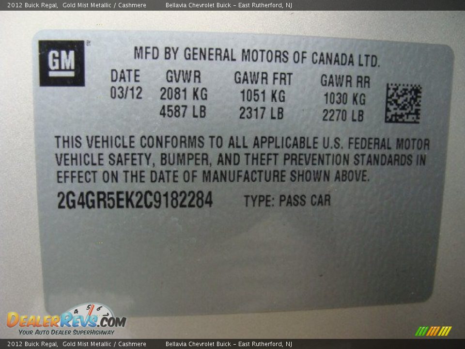 2012 Buick Regal Gold Mist Metallic / Cashmere Photo #15