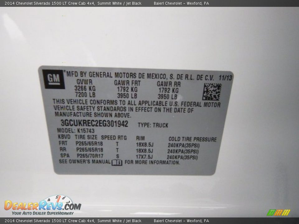 2014 Chevrolet Silverado 1500 LT Crew Cab 4x4 Summit White / Jet Black Photo #20