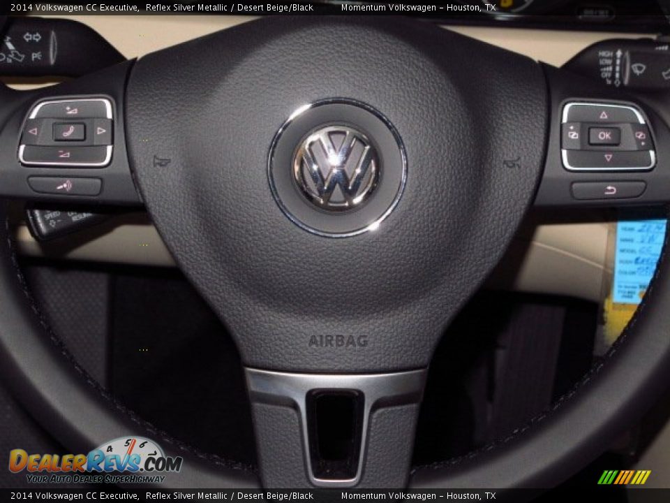2014 Volkswagen CC Executive Reflex Silver Metallic / Desert Beige/Black Photo #15